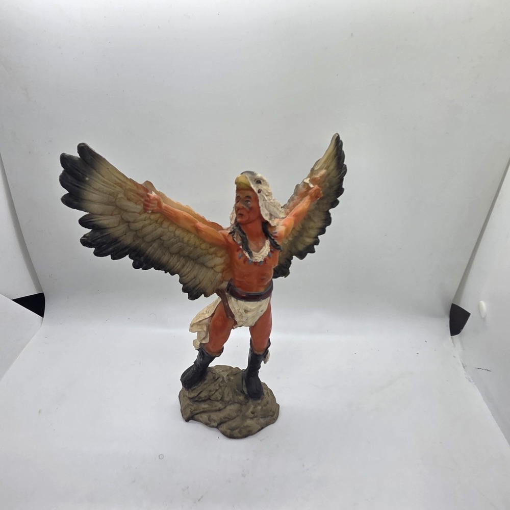 VTG Eagle Dancer Spirit Shaman Figurine Native American Resin‎ Statue 9.5x9